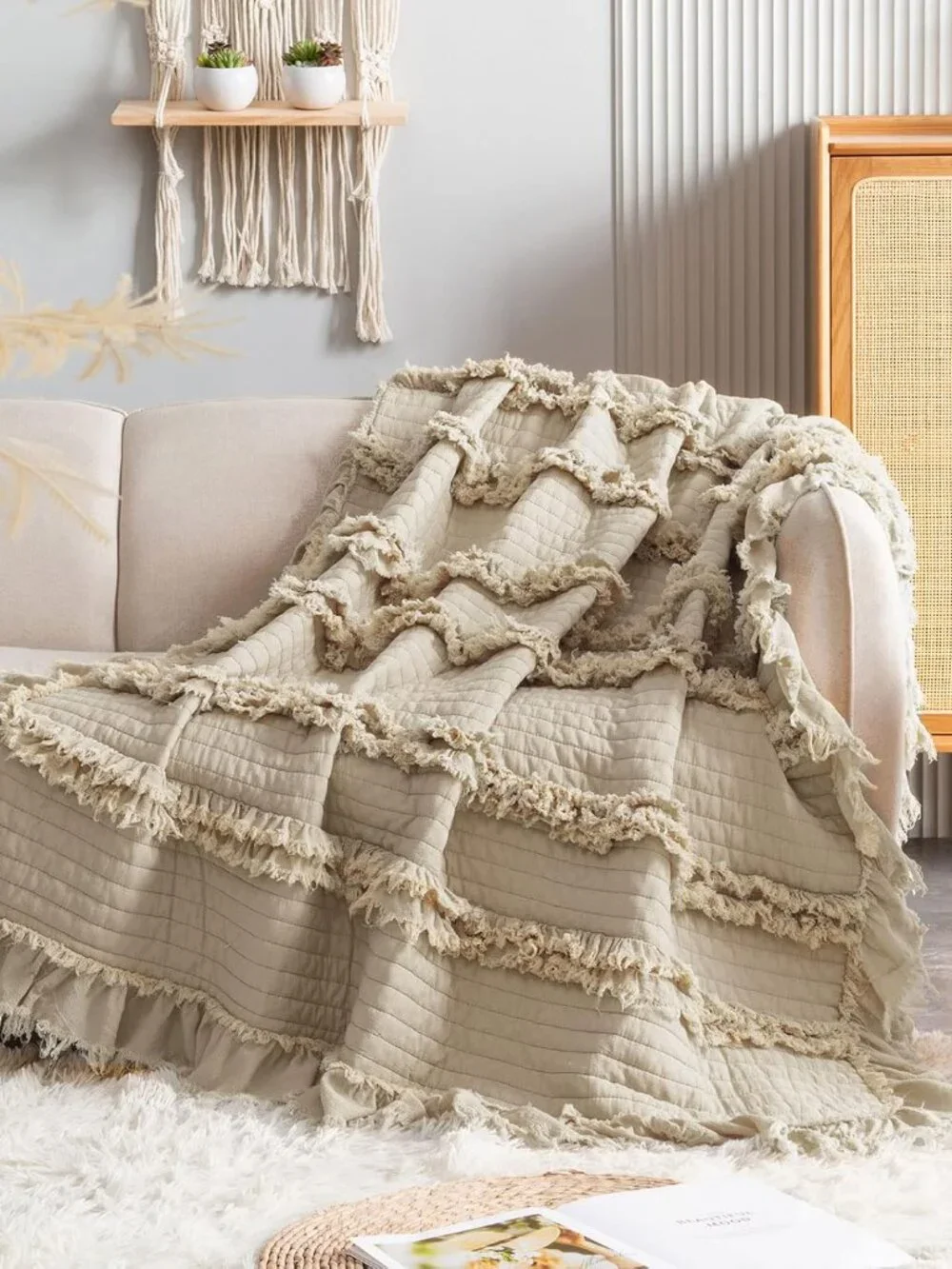 Quilted Boho Throw Blanket